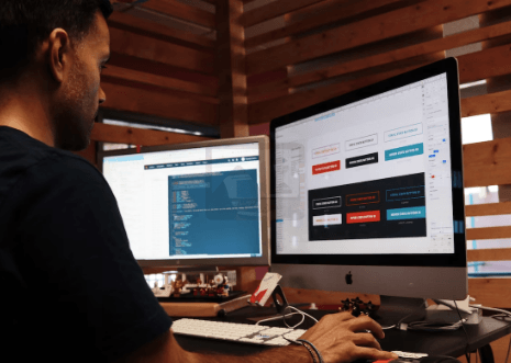 Man designing website on computer graphic
